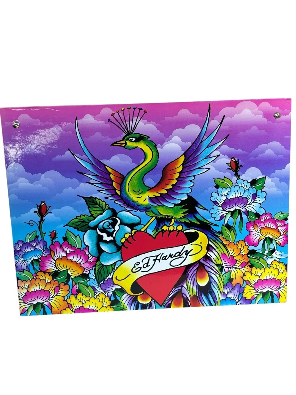 Ed Hardy x Lisa Frank Peacock Hanging File Box Set of 2 Office Storage Rare